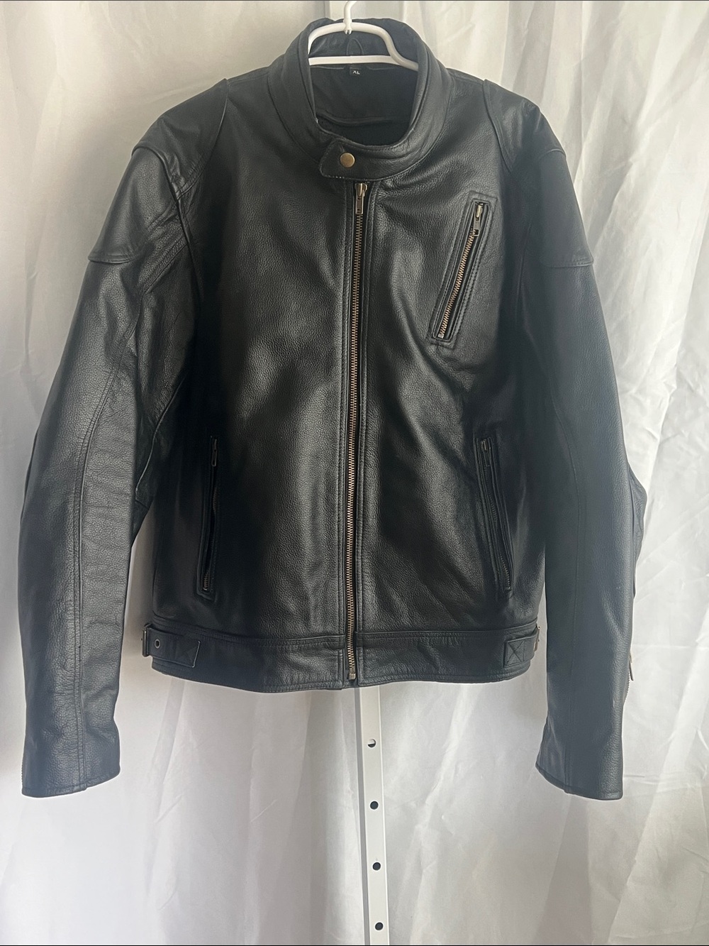 Men's Black Leather Biker Jacket - Classic Moto Style